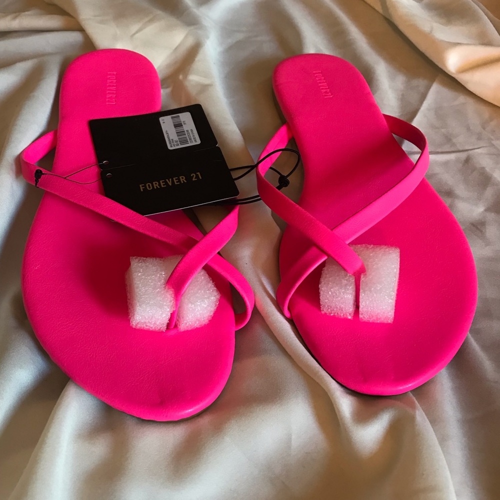 Hot Pink Crisscrossed Toe Flip Flops